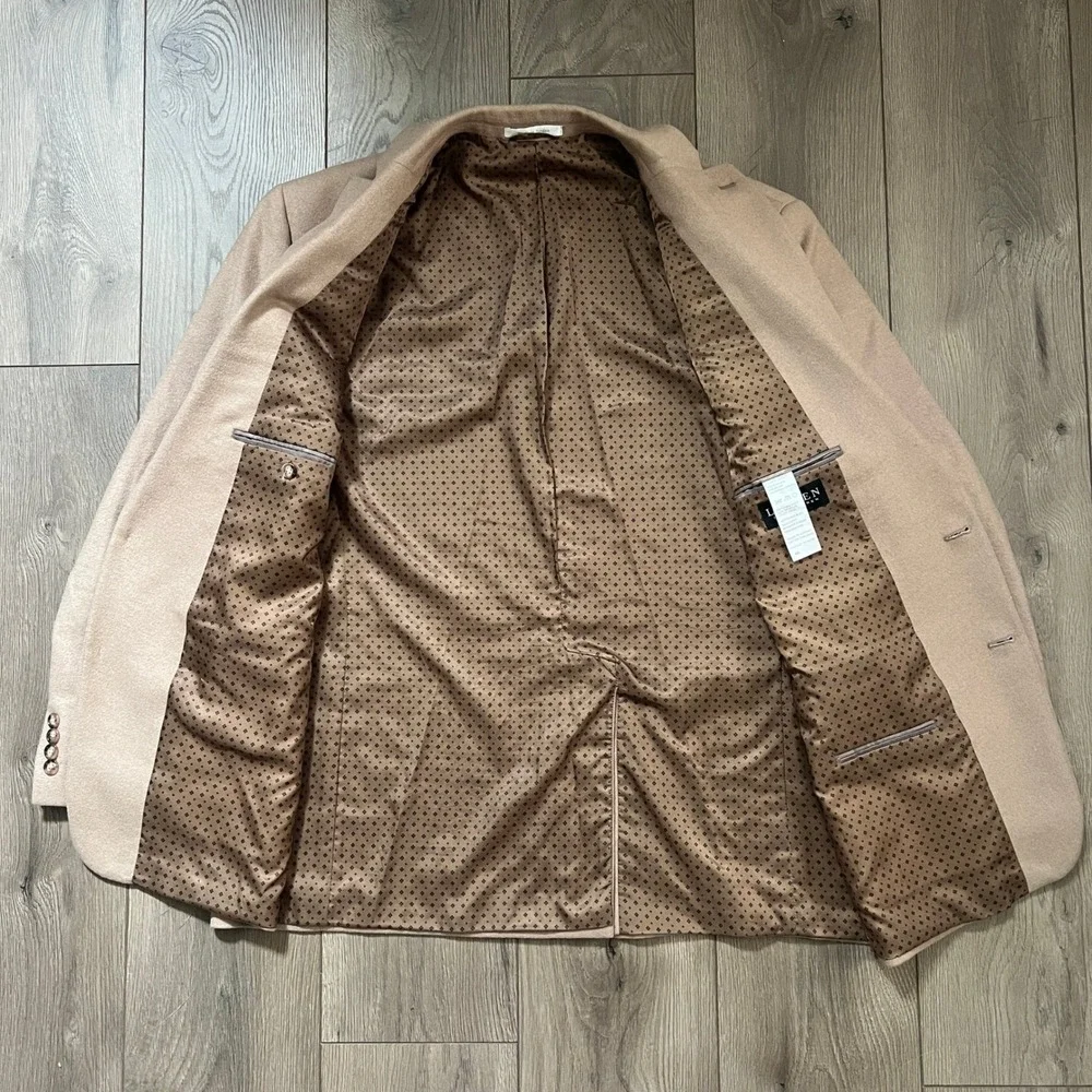 Lauren Ralph Lauren Mens 48L Wool Silk Cashmere Blazer Sport Coat Tan Camel